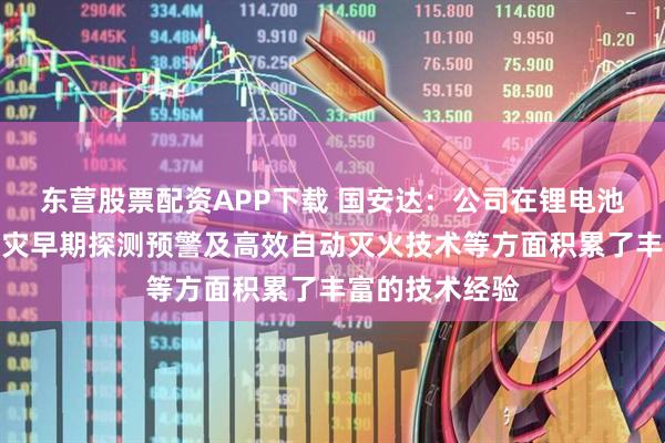 东营股票配资APP下载 国安达：公司在锂电池火灾特性、火灾早期探测预警及高效自动灭火技术等方面积累了丰富的技术经验